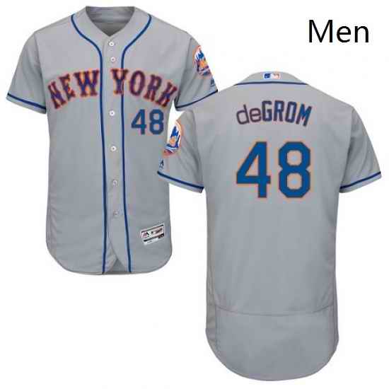 Mens Majestic New York Mets 48 Jacob deGrom Grey Road Flex Base Authentic Collection MLB Jersey